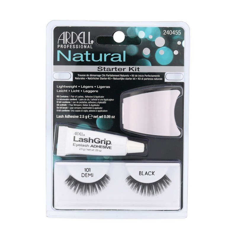 Ardell Natural Demi 101 Eyelashes Demi Wispies 101 1 Pair + Eyeuasjes Glue 2,5 G + Applicator 1Pc Black   For Woman (False Eyelashes)
