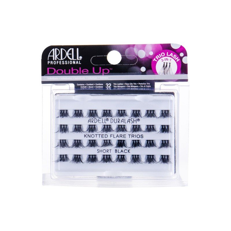 Ardell Double Up Knotted Trio Lash  32Pc Short Black   For Woman (False Eyelashes)