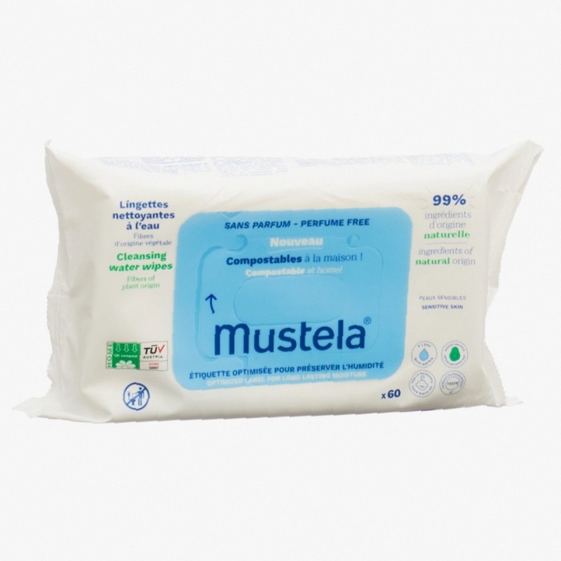 Mustela Bébé 60Pc Cleansing Wipes  Perfume Free (Cleansing Wipes) K  