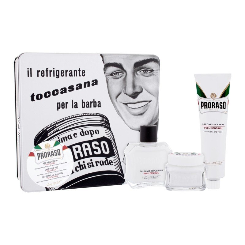 Proraso White  Aftershave Balm White 100 Ml + Pre-Shave Cream White 100 Ml + Shaving Cream White 150 Ml + Tin Can 100Ml    For Man (Aftershave Balm)