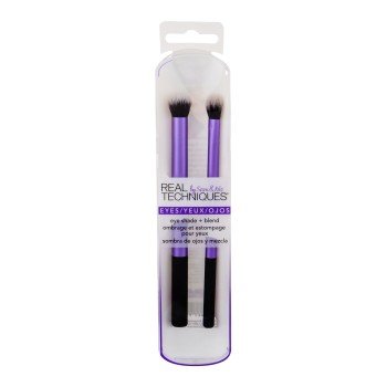 Real Techniques Brushes Eyes Duo Brush Base Shadow 1 Pc + Brush Deluxe Crease 1 Pc 1Pc    For Woman (Brush)