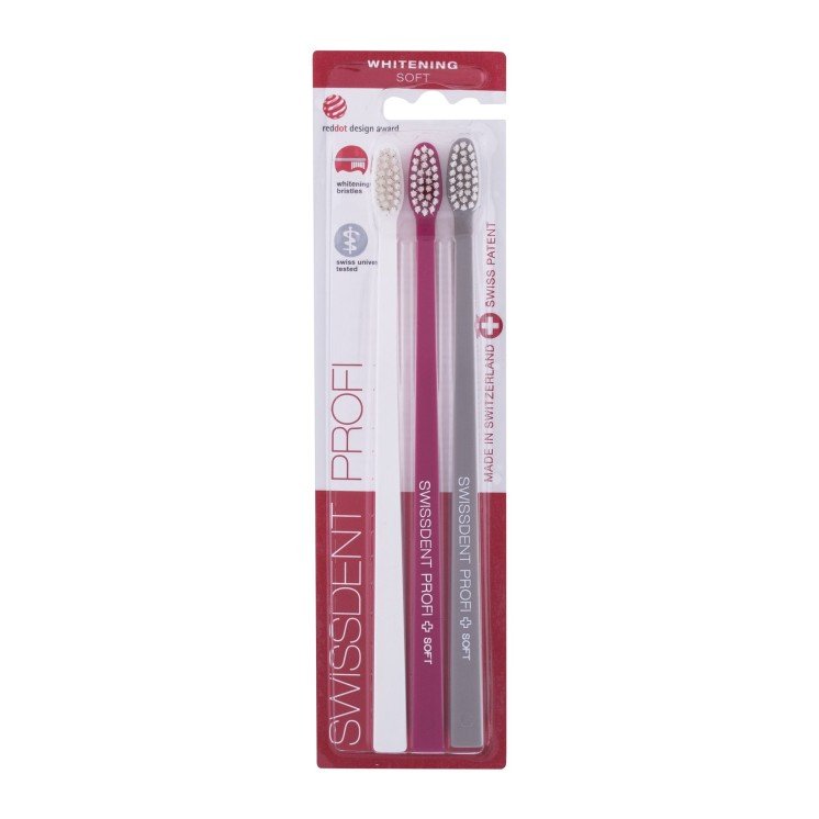 Swissdent Profi Whitening Trio  3Pc White, Pink, Grey  Soft Unisex (Toothbrush)