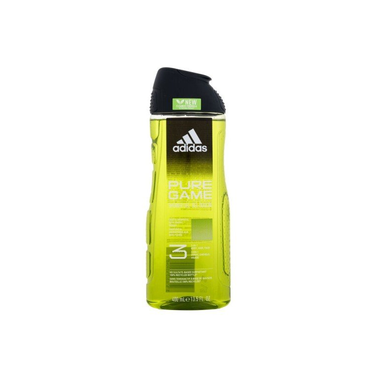 Adidas Pure Game Shower Gel 3-In-1 400Ml  For Man  (Shower Gel) New Cleaner Formula 