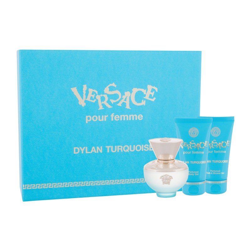 Versace Dylan Turquoise Edt 50 Ml + Shower Gel 50 Ml + Body Gel 50 Ml 50Ml    For Woman (Eau De Toilette)