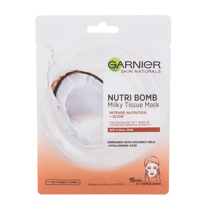 Garnier Skin Naturals Nutri Bomb Coconut + Hyaluronic Acid  1Pc    For Woman (Face Mask)