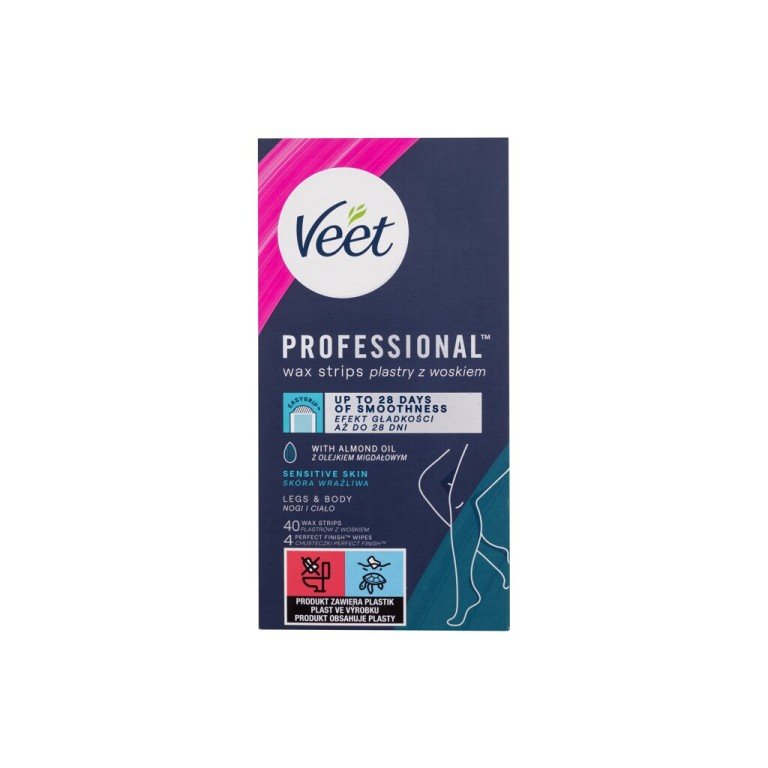 Veet Professional Wax Strips 40Pc For Woman (Depilatory Product) Sensitive Skin Legs & Body Veet Professional Wax Strips 40Pc For Woman (Depilatory Product) Sensitive Skin Legs & Body
