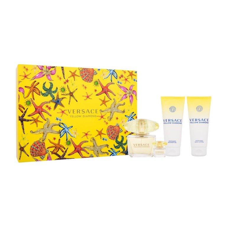 Versace Yellow Diamond  90Ml Edt 90 Ml + Edt 5 Ml + Shower Gel 100 Ml + Body Lotion 100 Ml For Woman  Body Lotion(Eau De Toilette)  