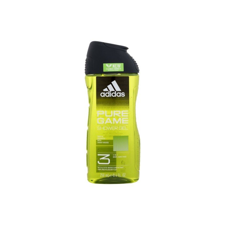 Adidas Pure Game Shower Gel 3-In-1 250Ml  For Man  (Shower Gel) New Cleaner Formula 