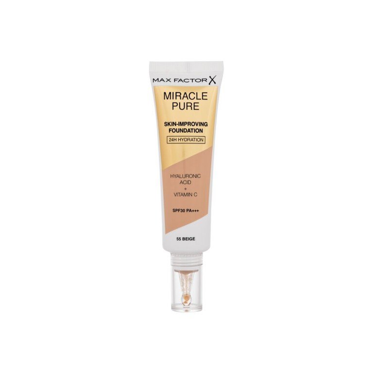 Max Factor Miracle Pure Skin-Improving Foundation  30Ml 55 Beige  Spf30 For Woman (Makeup)
