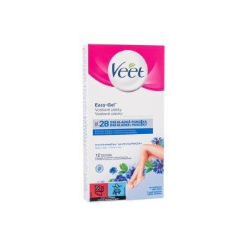 Veet Easy-Gel Wax Strips Body And Legs  12Pc   Sensitive Skin For Woman (Depilatory Product)